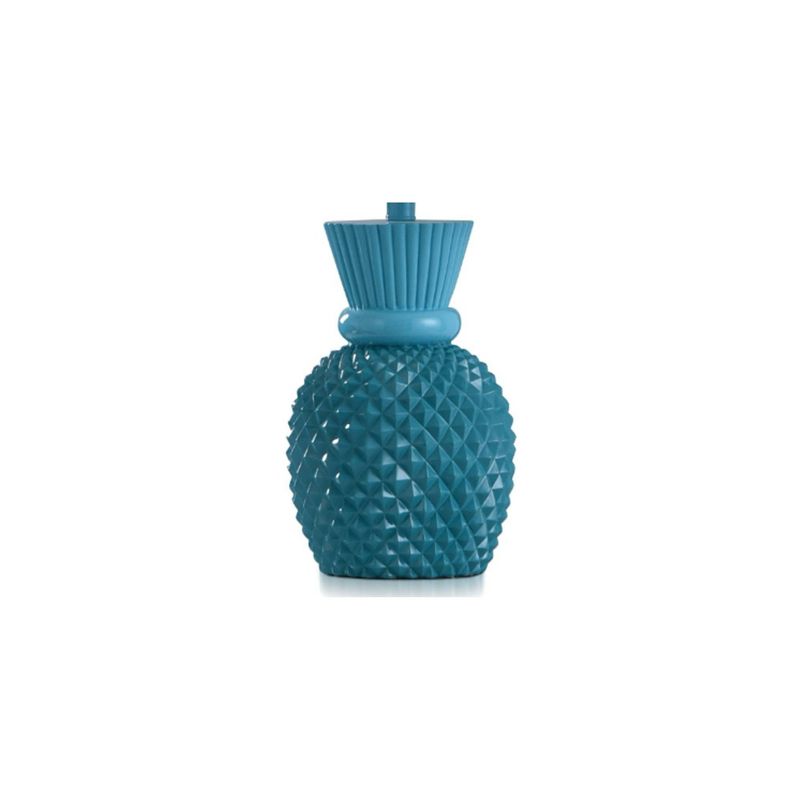 Nakita Painted Base Pineapple Shaped Accent Table Lamp with Linen Shade Kahiki Blue/White - StyleCraft