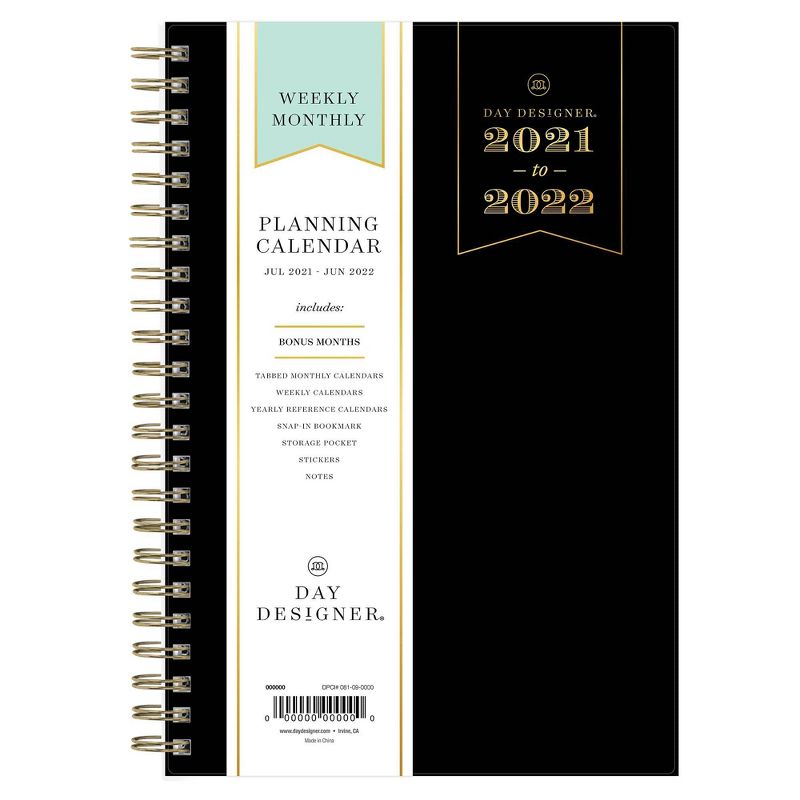 2021-22 Academic Planner 5" x 8" Flexible Plastic Cover Wirebound Weekly/Monthly Black - Day Designer