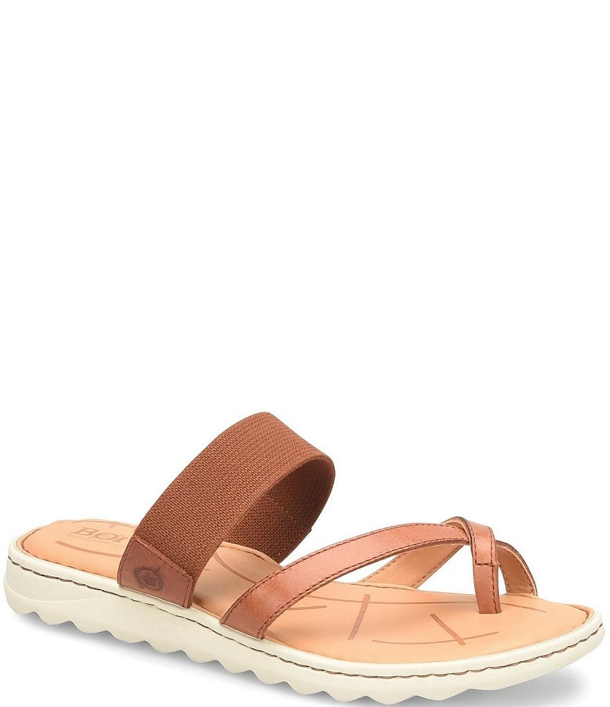 Born Bay Leather Elastic Thong Slide Sandals