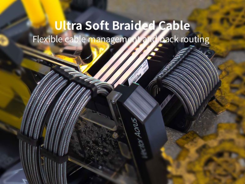 Graphics Card 6+2Pin 8Pin Male to Male Adapter Power Cable for Great Wall Dragon Module Power Supply with Net Cover,Black,about 58cm