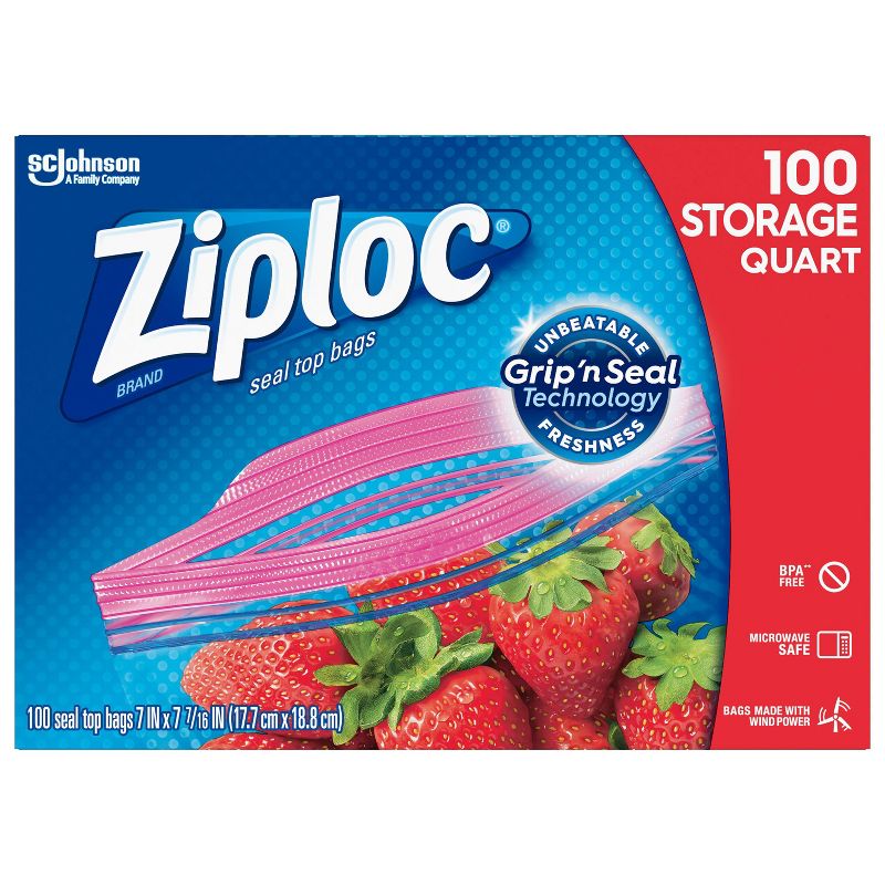 Ziploc Grip N Seal Super Mega Pack Storage Quart - 100ct