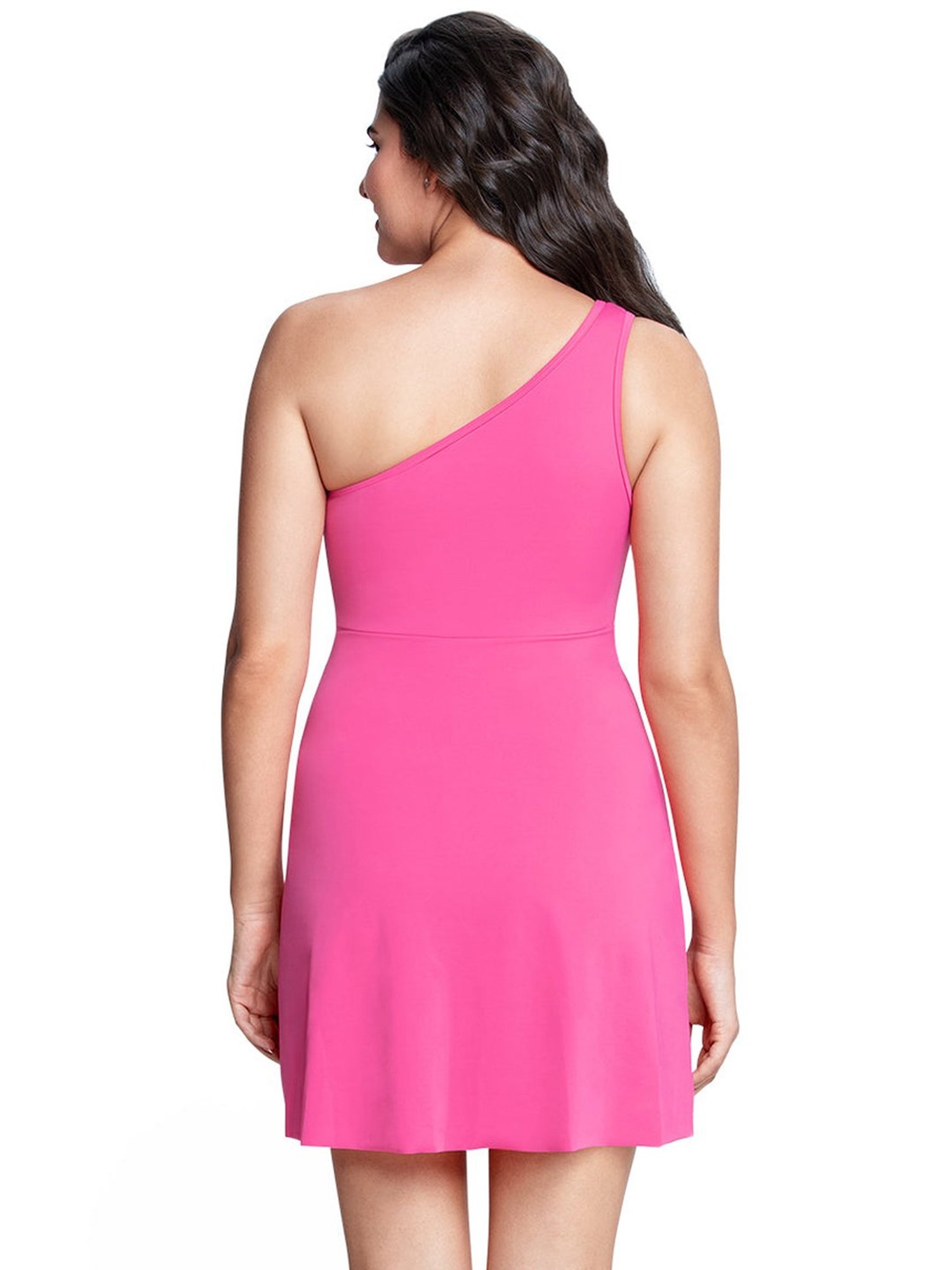 Amante Pink One Shoulder Swim Dress