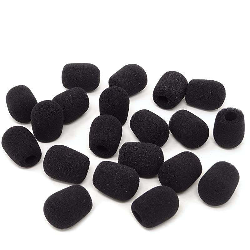 20PCS 30x20mm Black Mini Lapel Headset Microphone Windscreen Foam Cover