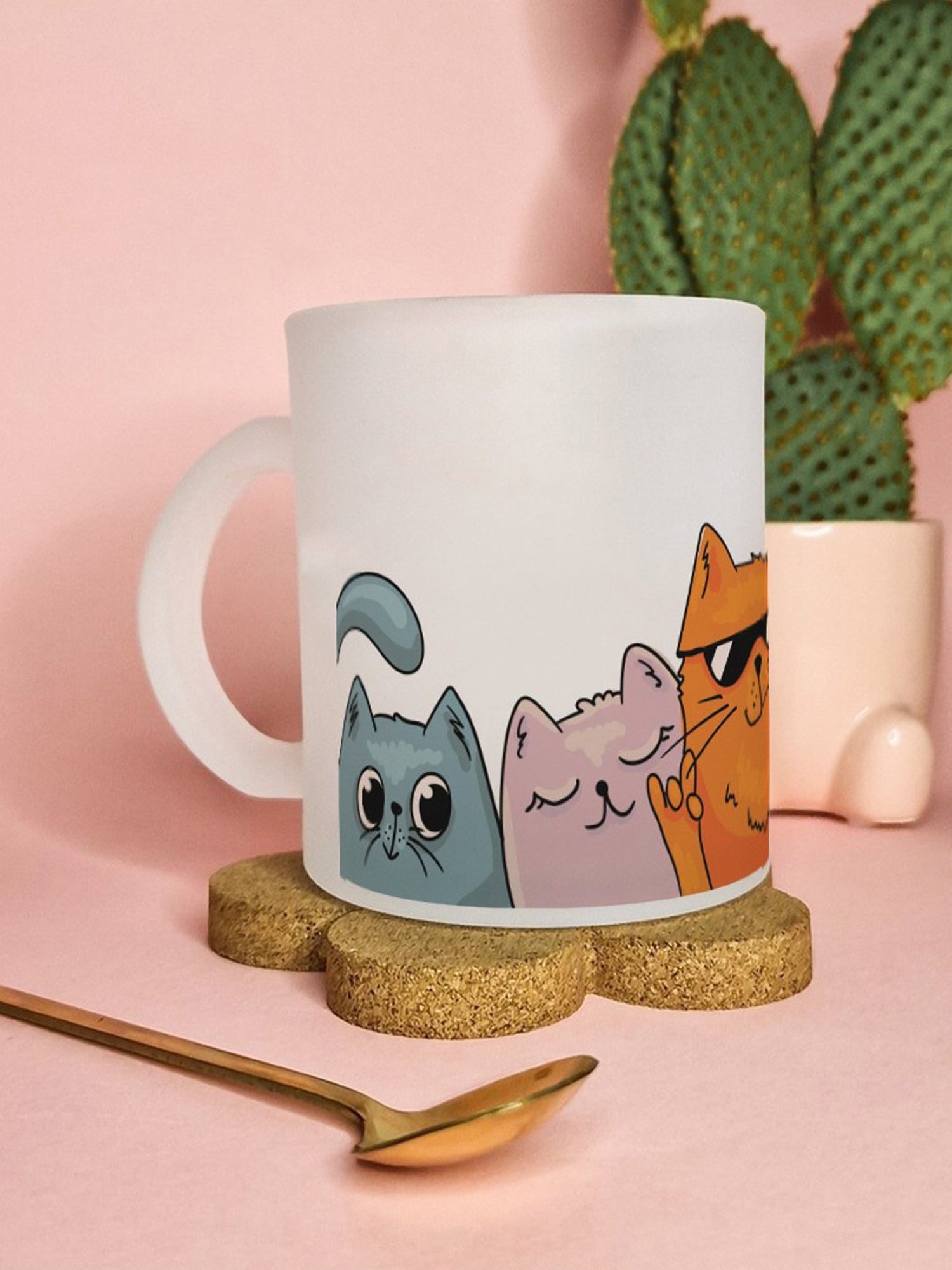 Gathari Aesthetic White Glass Frosted Coffee Mug