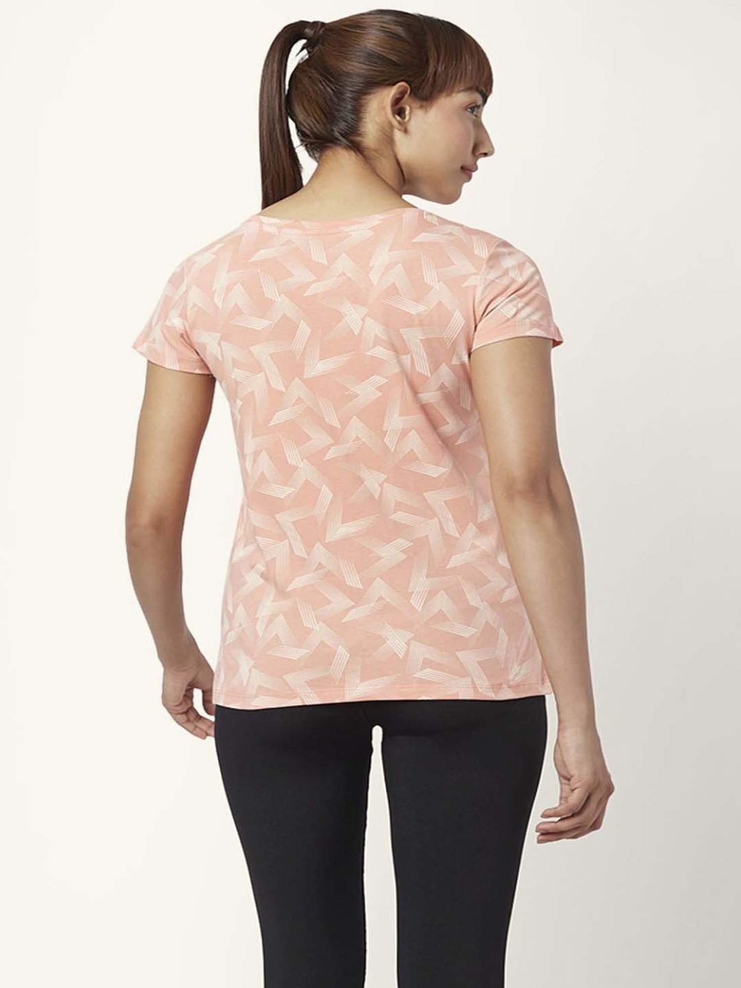 Ajile by Pantaloons Pink Cotton Printed Sports T-Shirt