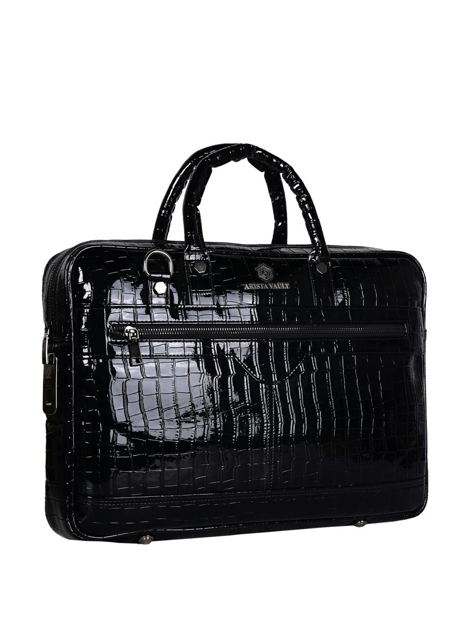 Arista Vault Black PU Medium Laptop Messenger Bag