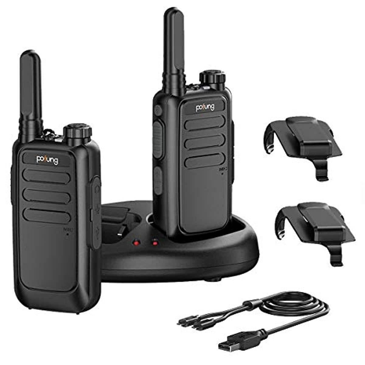 2 Pack BAOFENG Pofung BF-T15 Portable FRS Two Way Radio License-Free Ham Radio 22CH VOX Flashlight USB Charging Walkie Talkie with Headset