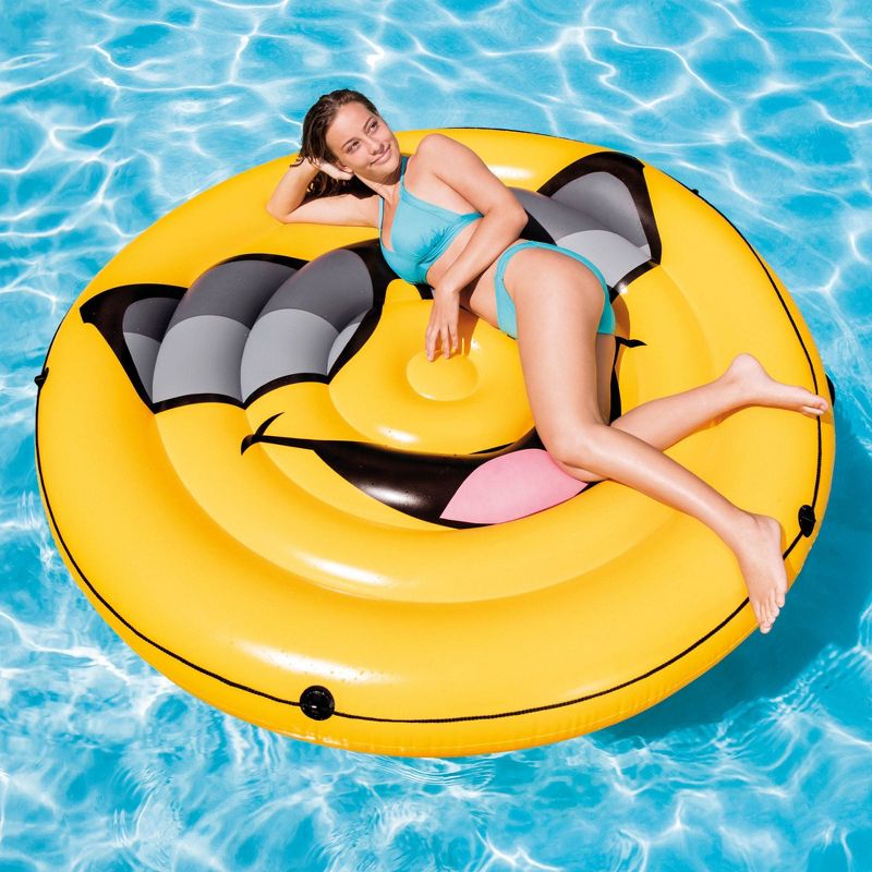 Intex Giant Inflatable Emoji Cool Guy Island Lounger Ride-On Swimming Pool Float