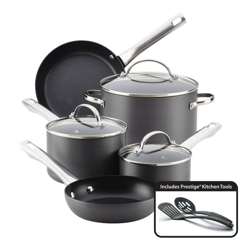 Farberware 10pc Hard Anodized Nonstick Cookware Set Gray
