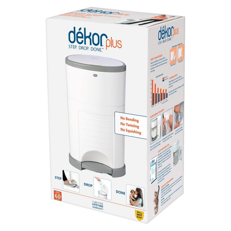 Dekor Plus Hands Free Diaper Pail - White