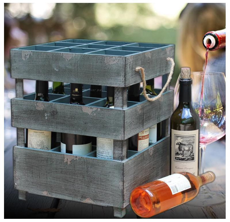 Vintiquewise Antique Style Stackable Wooden Wine Crates