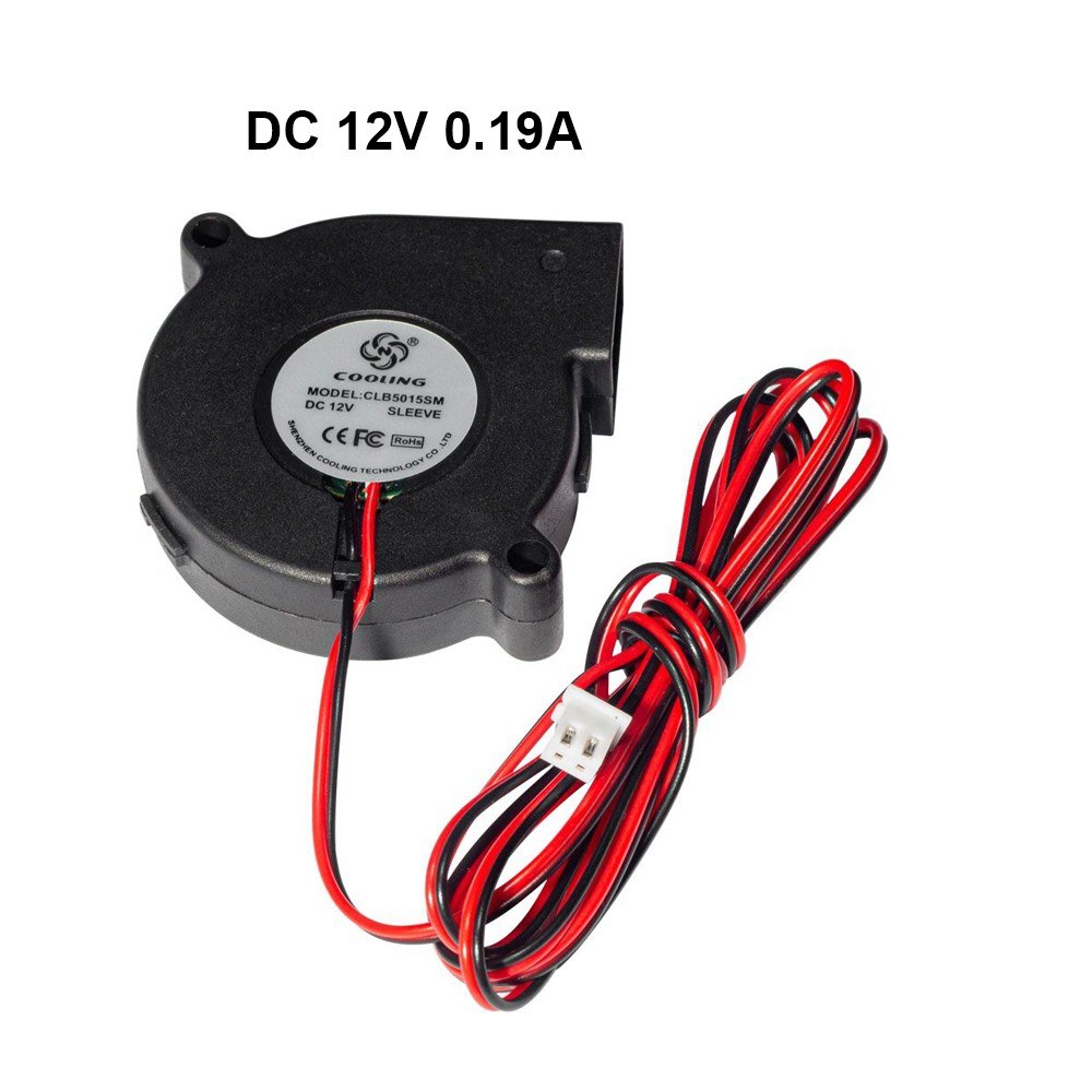 5015 Brushless Cooling Blower Fan DC 12V 0.19A Turbo Small Fan Ultra-Quiet Oil Bearing 6500RPM Size 50 * 50 * 15mm for DIY 3D Printer