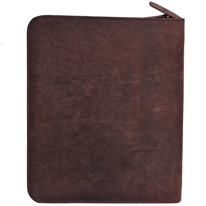 Crazy Horse Business Padfolio Portfolio - Professional Executive Zippered Binder Folder 13.5 x 11 Inches Unisex Notepad Folio School Organizer
