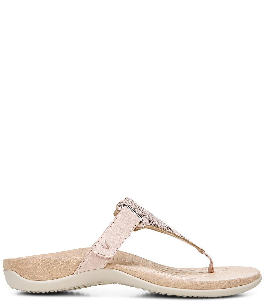 Vionic Wanda Snake Embossed T-Strap Sandals
