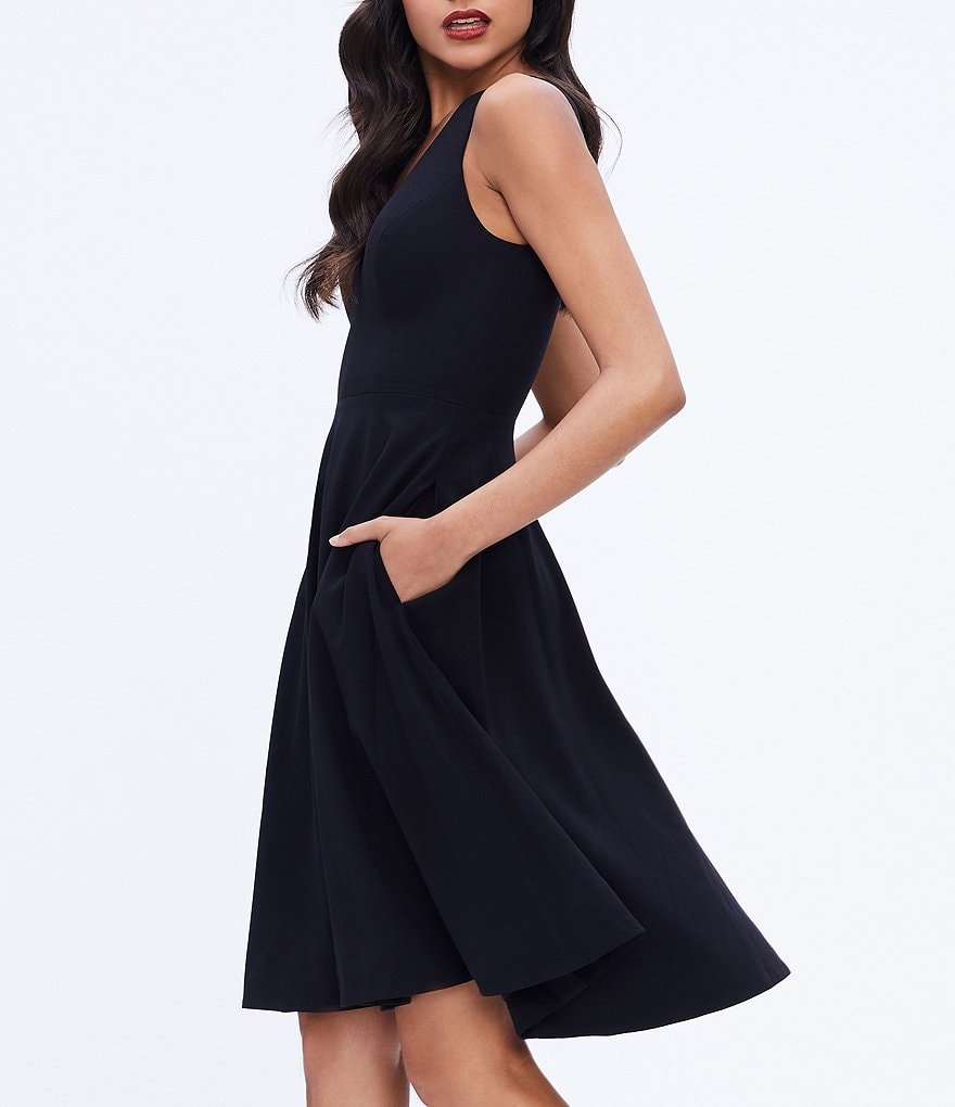 Dress the Population Catalina Crepe V-Neck Sleeveless A-Line Dress