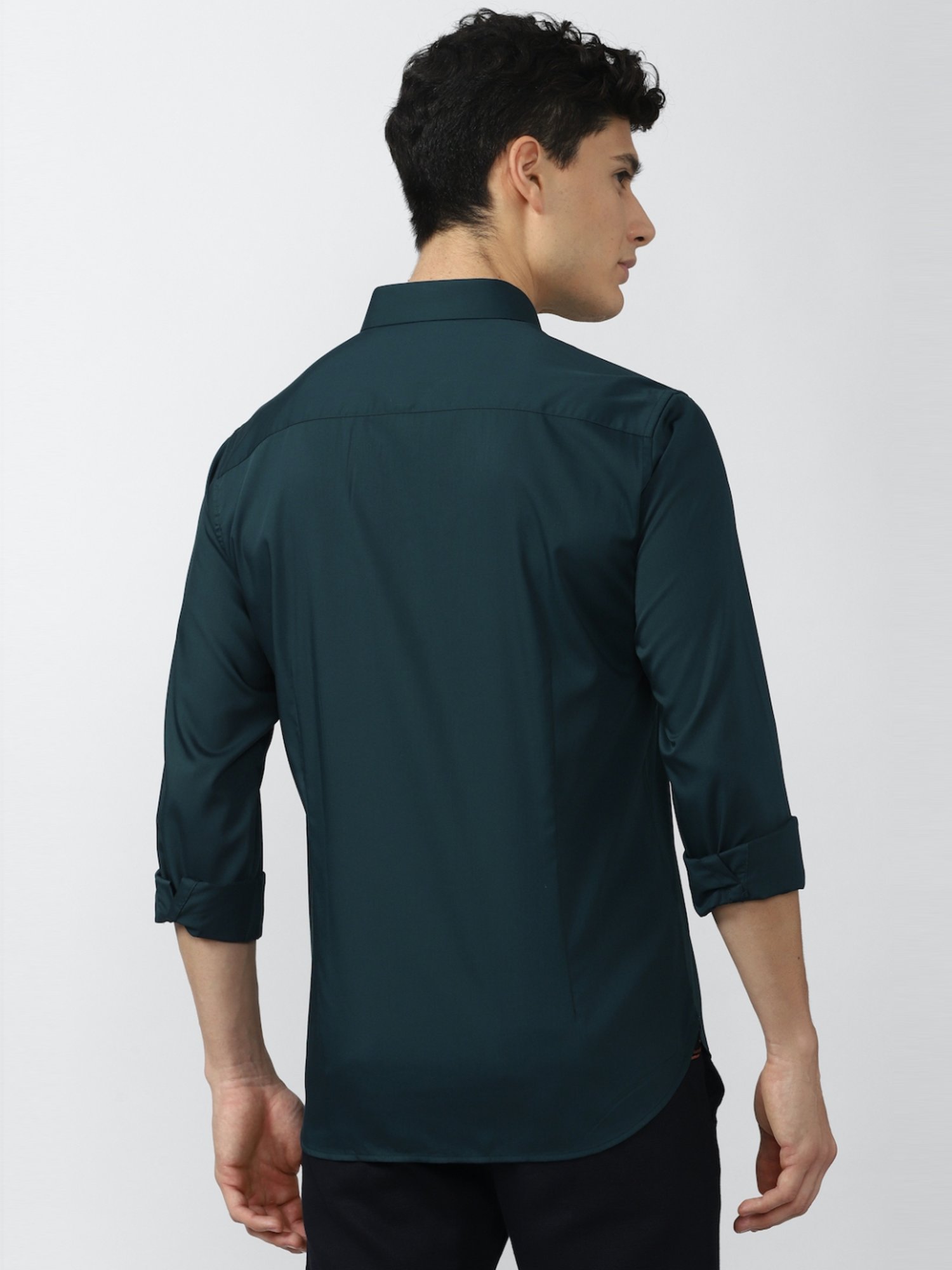 V Dot Green Slim Fit Shirt