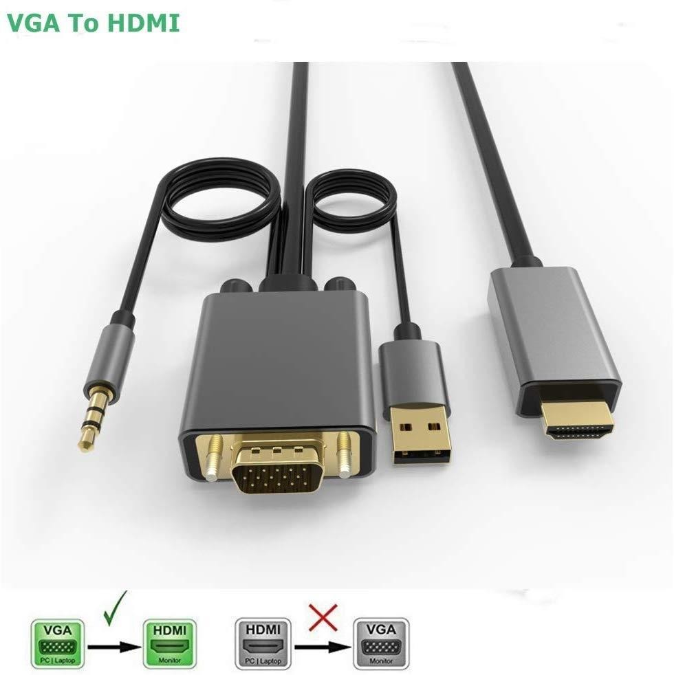 VGA to HDMI Audio,CableDeconn VGA to HDMI Converter Port Adapter Audio Old PC Connecting Desktop Computer/Laptop/DVD 1.5M