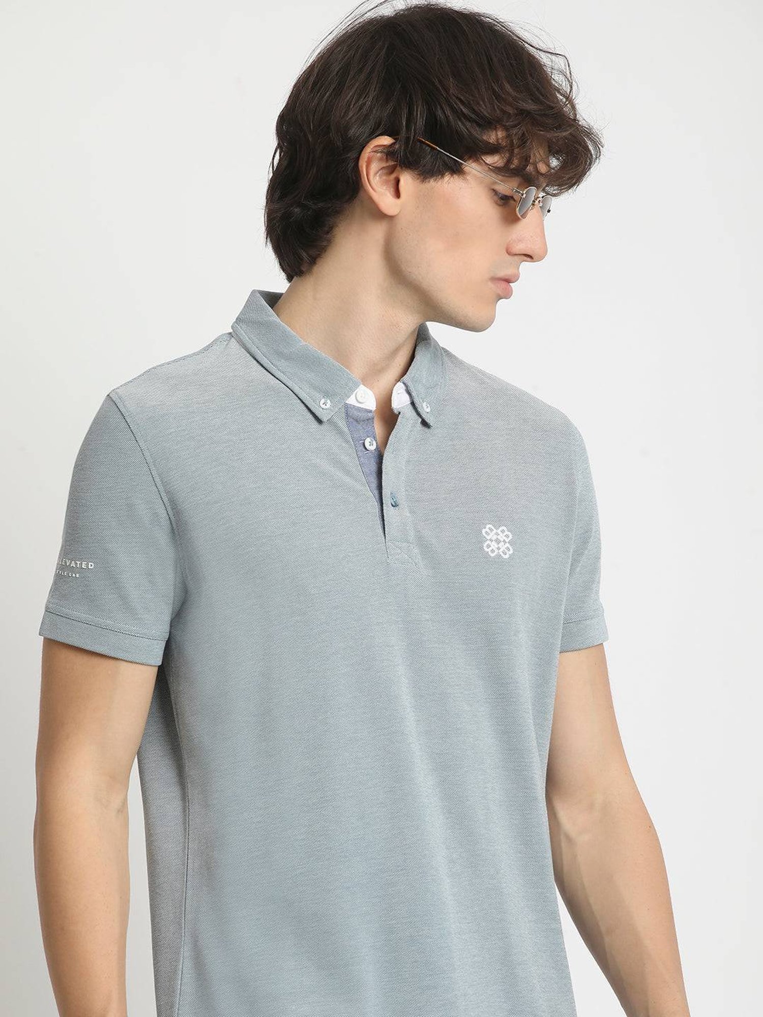 The Bear House Blue Cotton Regular Fit Polo T-Shirt