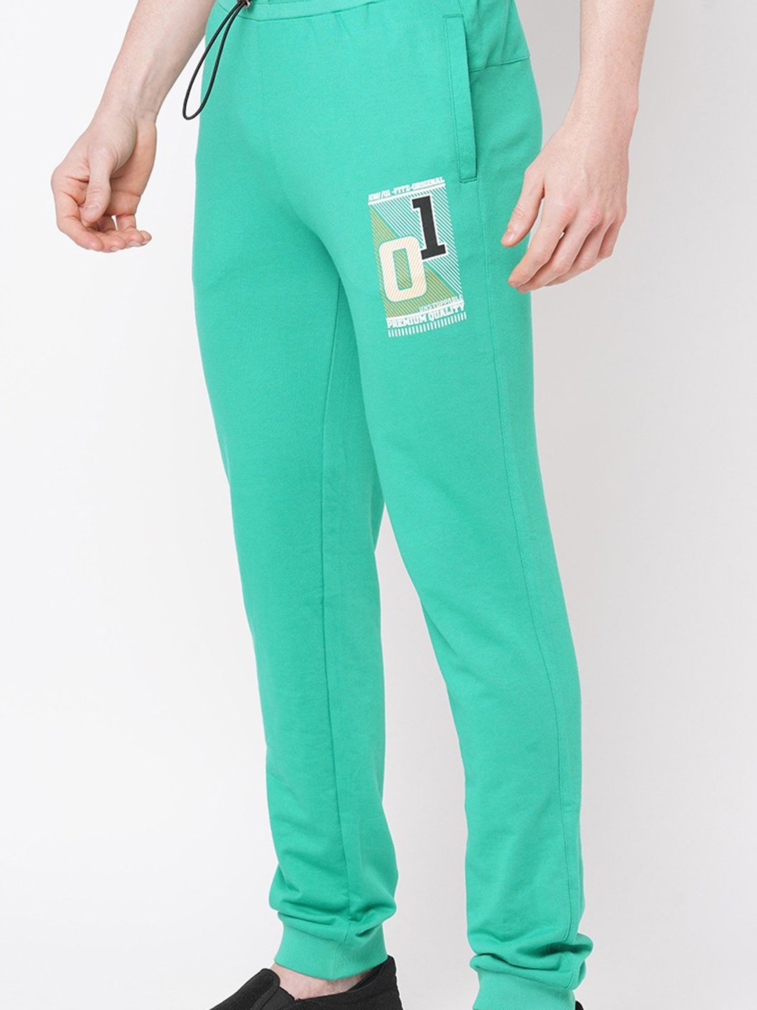 Fitz Sea Green Slim Fit Printed Joggers