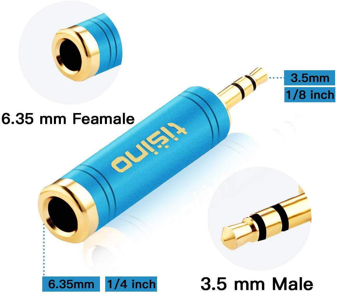 TISINO 3.5mm to 1/4 Adapter, Gold-Plated Pure Copper 1/8 inch Male Plug to 1/4 inch Female Jack Stereo Adapter - 2 Pack