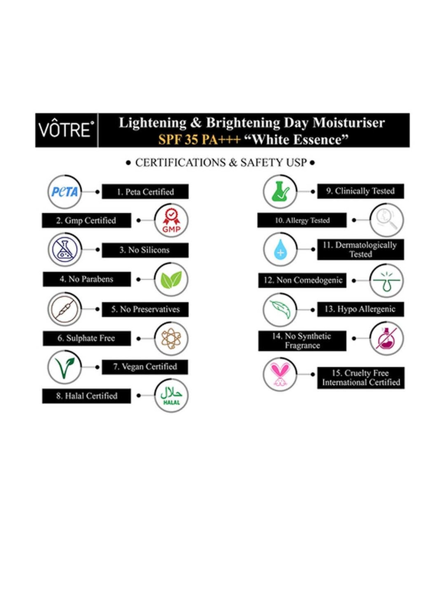 Votre Lightening & Brightening Day Moisturiser SPF 35 PA++ White Essence - 50 gm