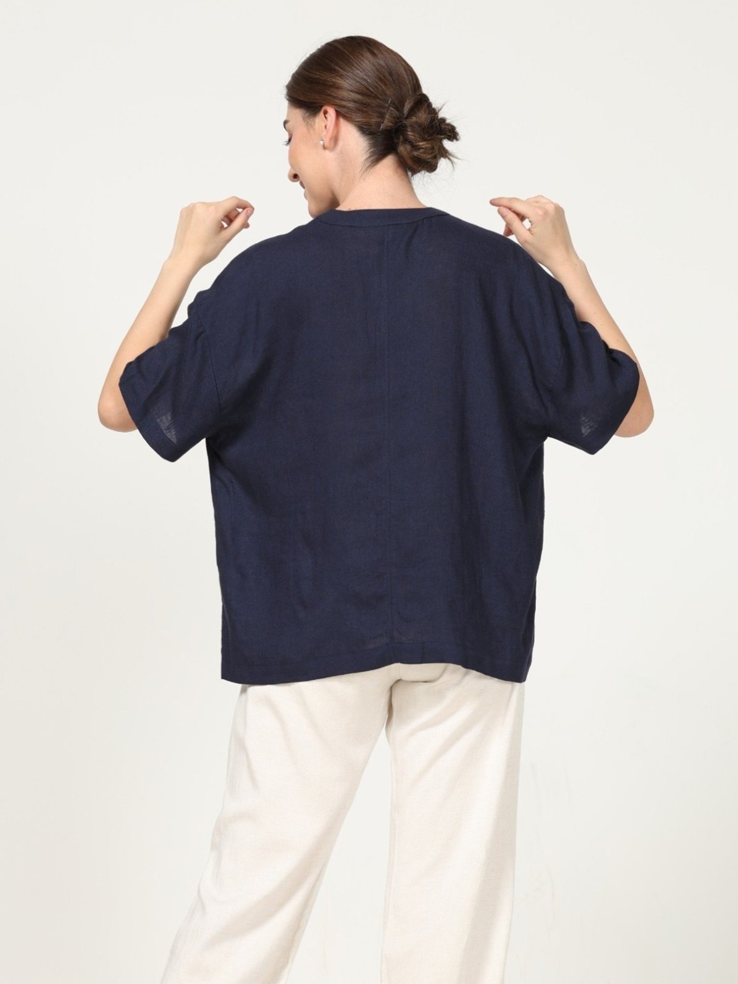 Saltpetre Classic Navy Drop Shoulder Shirt in Modal