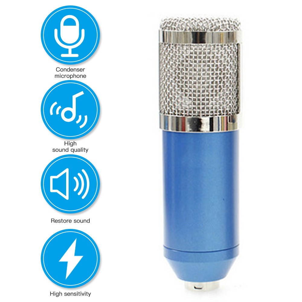 Multi-functional Live Sound Card + Microphone Kit Suspension Transmission Recording Condenser Microphone Set (Black & Silver)