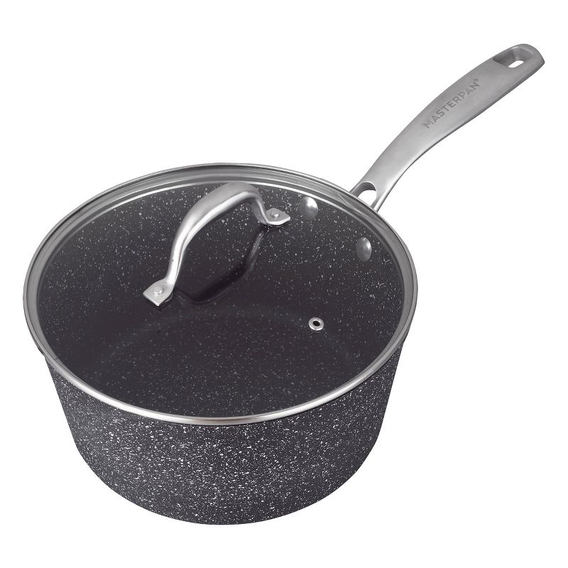 MasterPan 2qt Non-Stick Cast Aluminum Sauce Pan with Glass Lid Black
