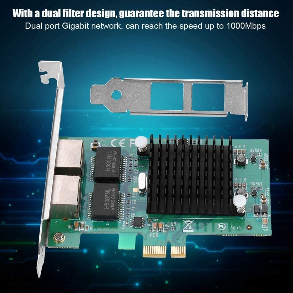 Wendry Intel 82575EB Chip Network Card Adapter,1000 Mbps Gigabit Ethernet LAN Card for LINUX/windows7/8/10,Dual 2 RJ45 Port