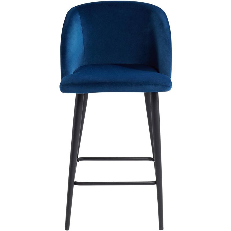 Nigel Blue Velvet Luxe Barstool by 55 Downing Street