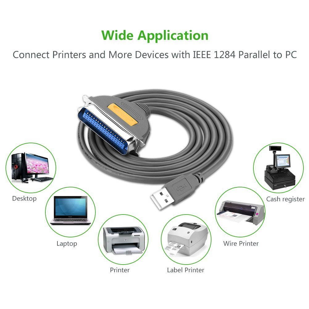 USB to IEEE1284 CN36 Parallel Printer Adapter Cable for Printer, Inkjet, Laser etc (6.6FT/2M) 20225