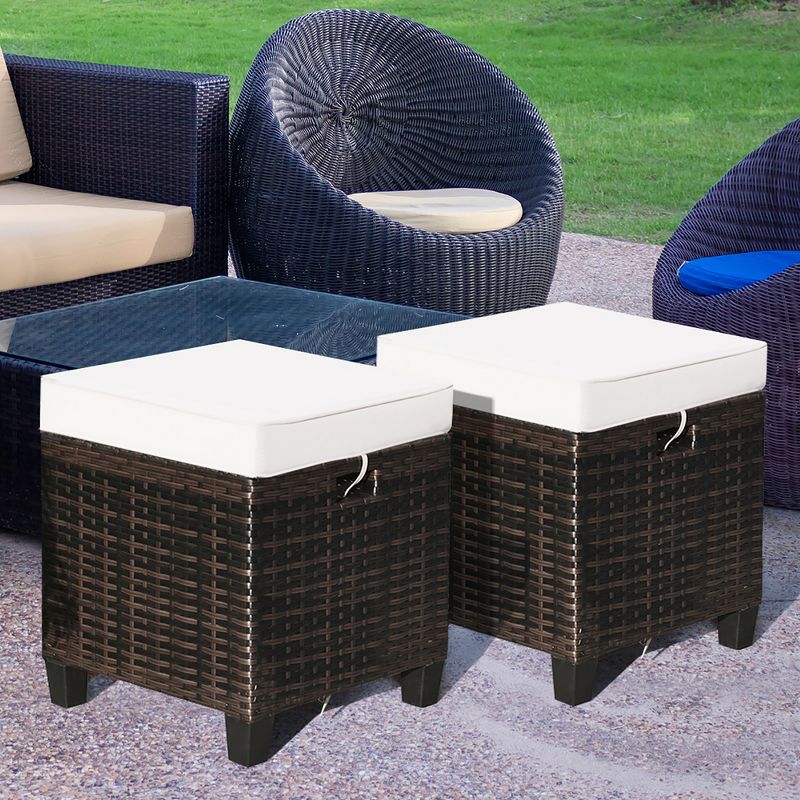 Newbury Premium Grade A Teak Wood Patio Ottoman White - Modway