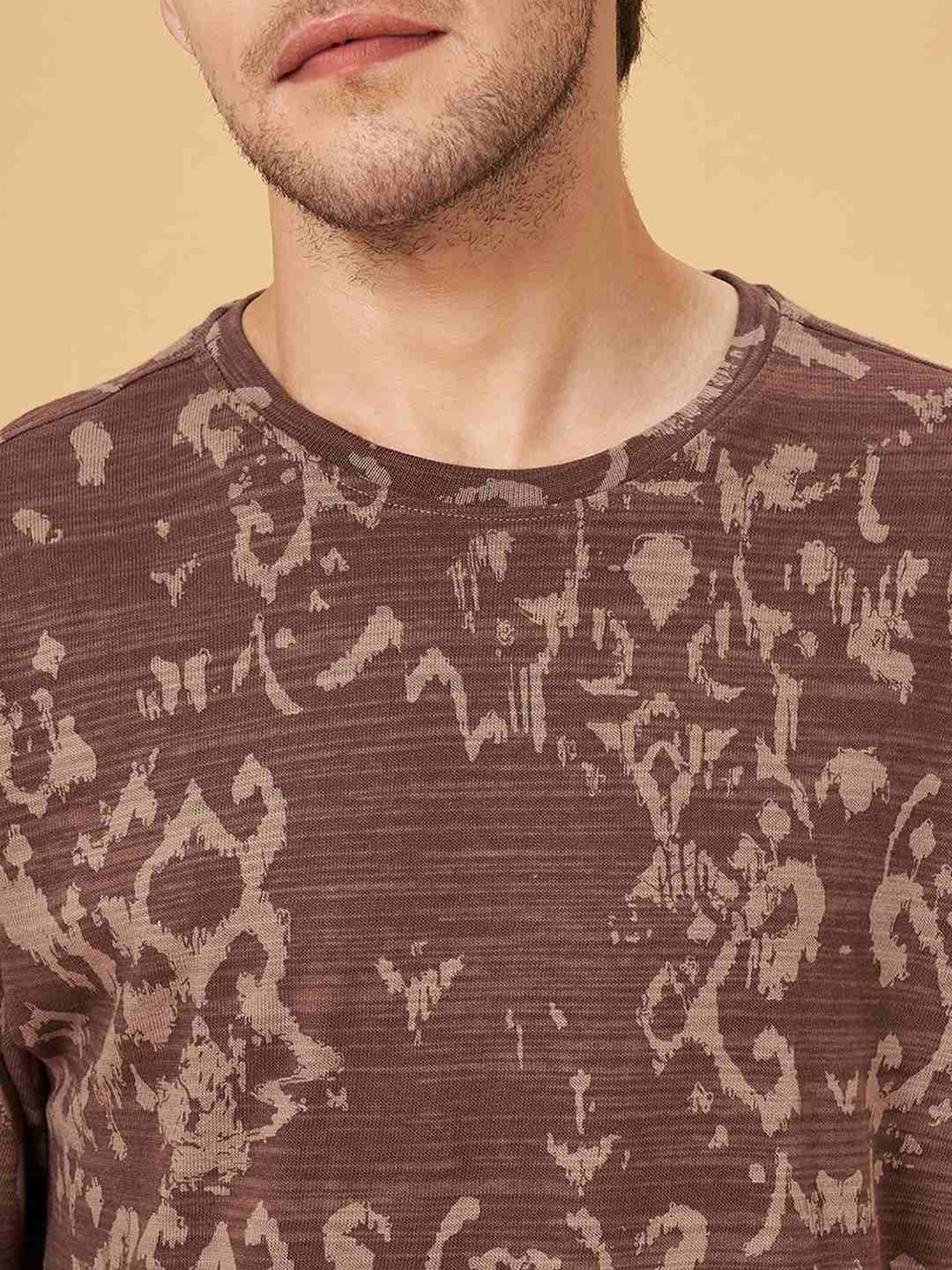 7 Alt By Pantaloons Whitecap Gray Cotton Relaxed Fit Printed T-Shirt