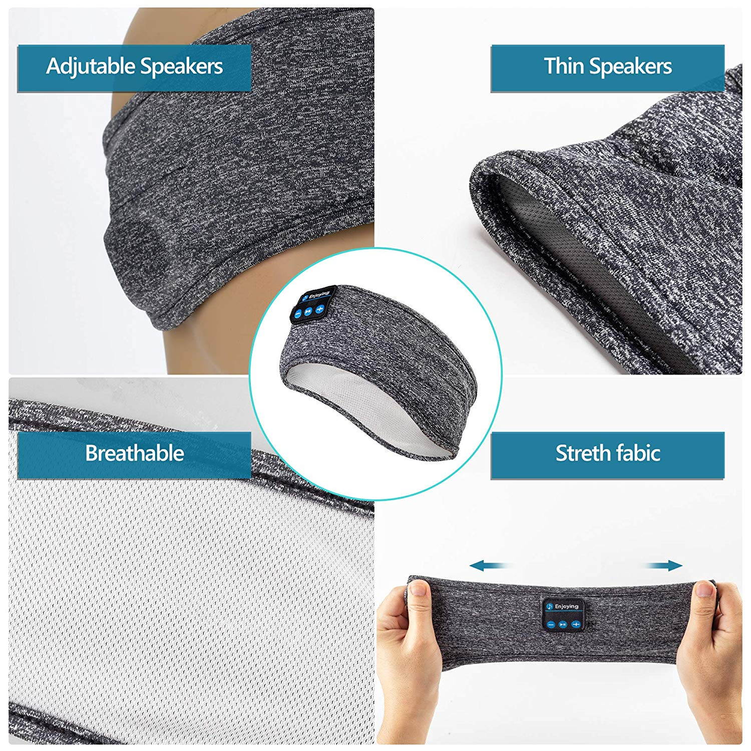 Sleep Headphones Wireless, Bluetooth Sports Headband Headphones with Ultra-Thin HD Stereo Speakers Perfect for Sleeping,Workout,Jogging,Yoga,Insomnia, Air Travel, Meditation