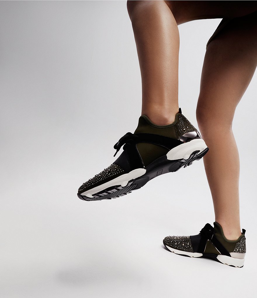 Carvela Lament Bling Embellished Lace-Up Sneakers