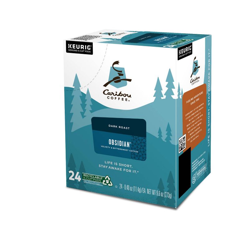 Caribou Coffee Obsidian Dark Keurig K-Cup Coffee Pods - Dark Roast - 24ct