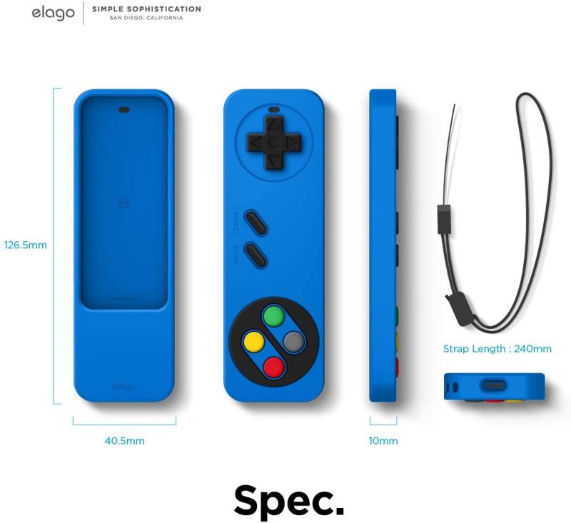 elago R4 Retro Apple TV Remote Case Compatible with Apple TV Siri Remote 1st Generation - Classic Controller Design [Non-Functional], Lanyard Included [US Patent Registered] (Blue)
