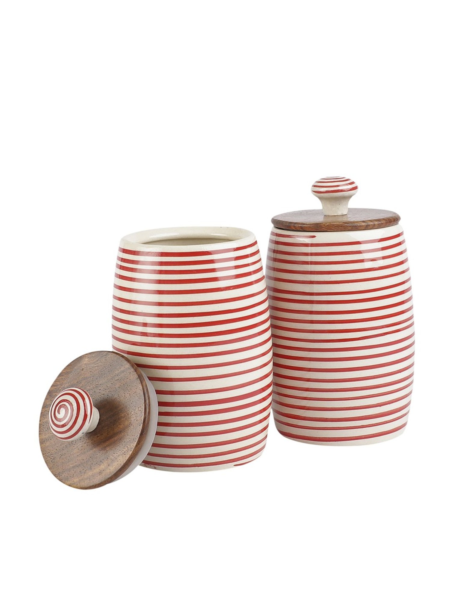 VarEesha Red Ceramic Small Dholak Jars - Set of 2