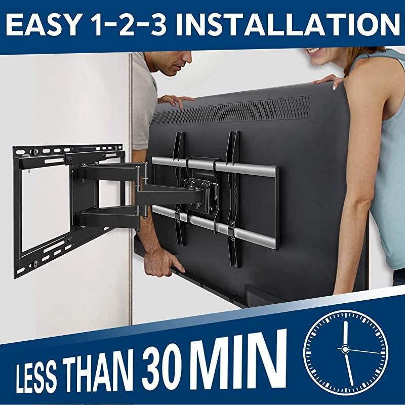 TV Mount with Sliding Design for 4270 Inch TVs Easy for TV Centering on Wall Full Motion TV Wall Mount Fits Most Smart OLED TVs Easy to Install on 16quot~ 24quot Studs Extend to 19quot
