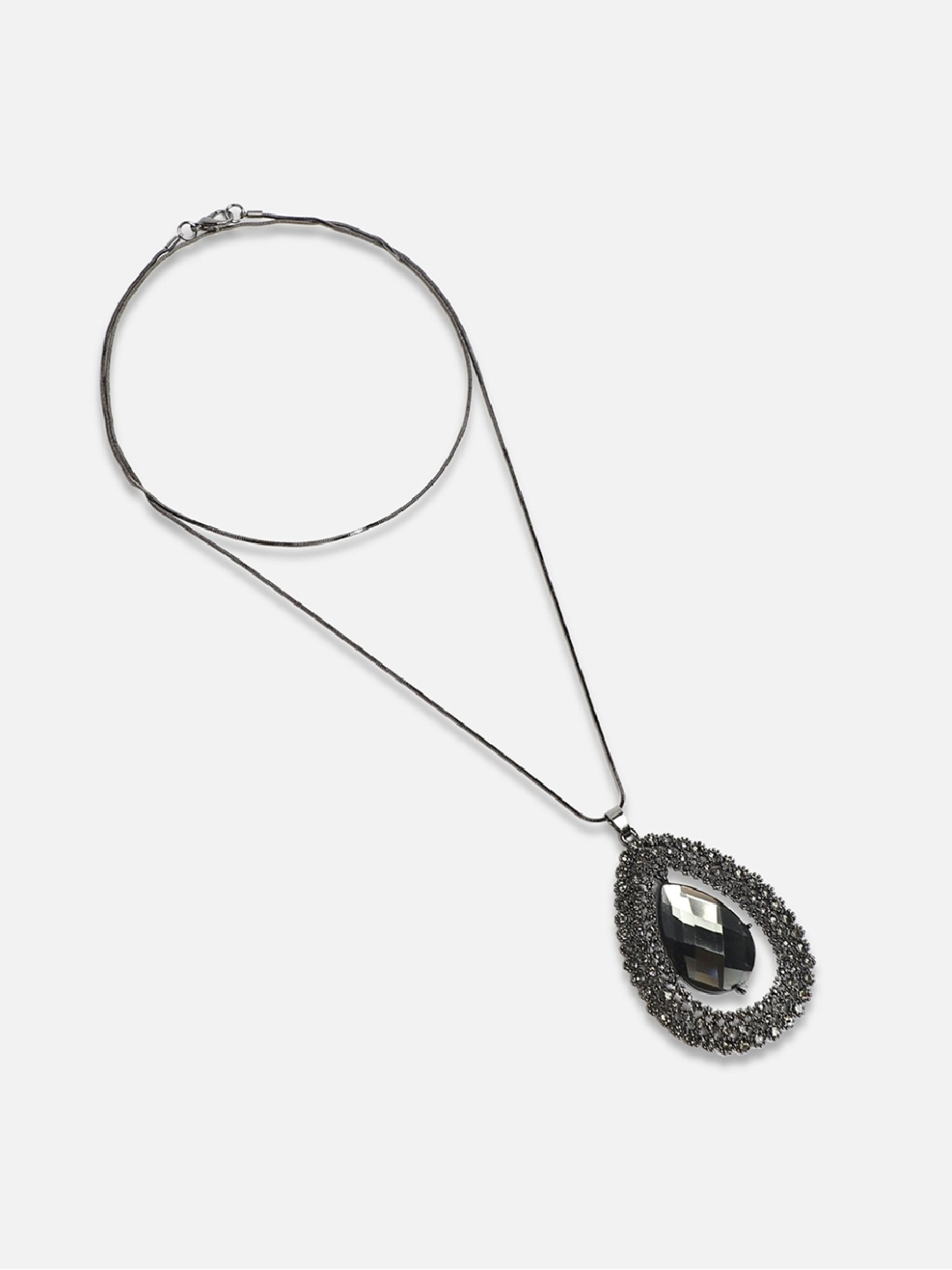 Sohi women's victorian velvet pendant charcoal black