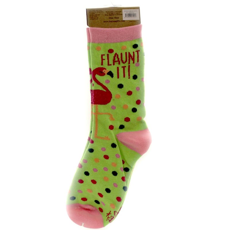 Novelty Socks 12.0" Flamingo Crew Socks Flaunt It Karma  -  Socks