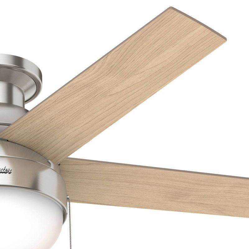 46" LED Anslee Low Profile Ceiling Fan (Includes Light Bulb) Nickel - Hunter