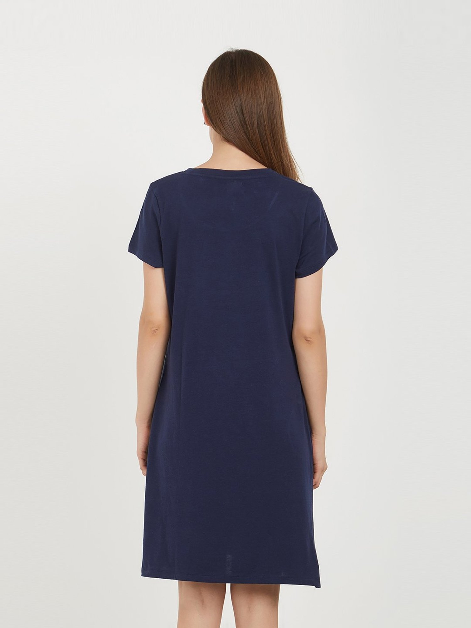 Soie Navy Cotton Printed Sleep T-Shirt