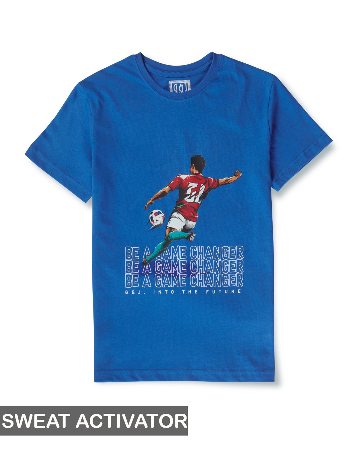 Gini & Jony Boys Royal Blue Printed T-Shirt