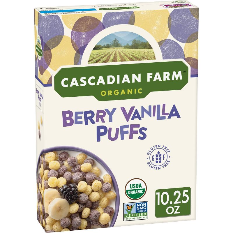 Cascadian Farm Berry Vanilla Puffs Breakfast Cereal  - 10.25oz