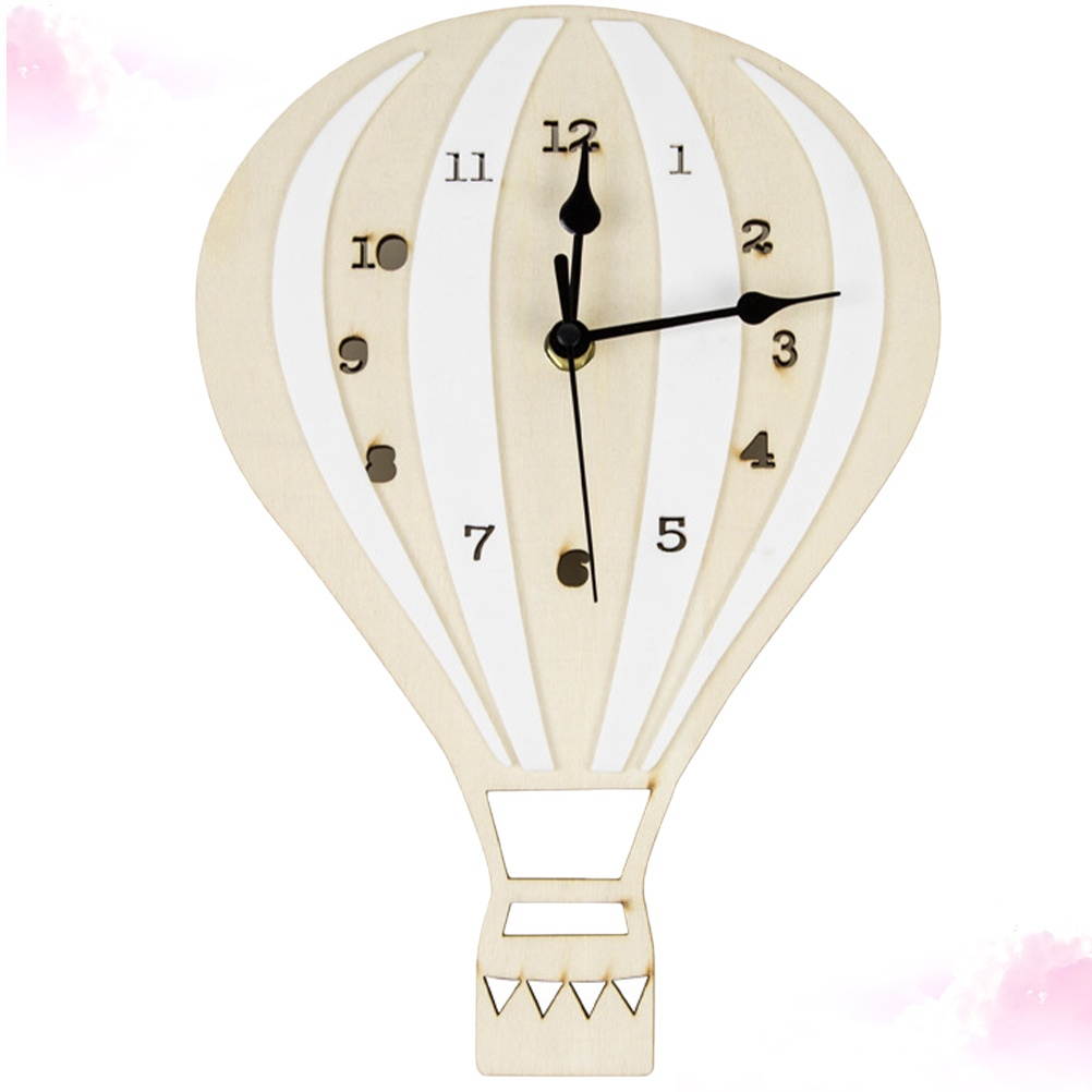 Hot Air Balloon Shaped Wall Clock Mute Wall Decorative Clock Art Decor Wall Clock for Home Office Living Room without Battery (Pink)