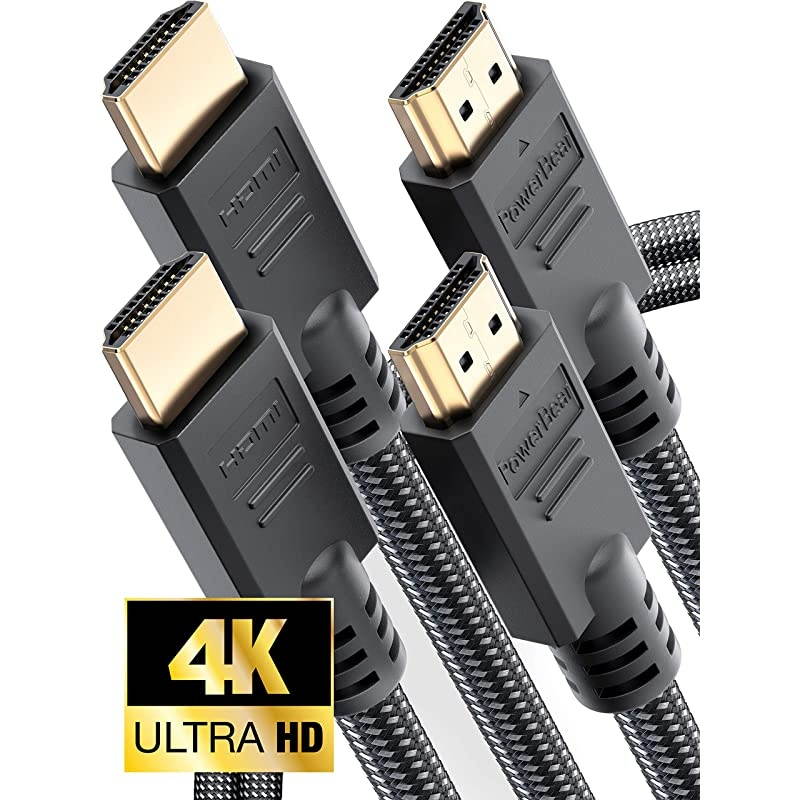 4K HDMI Cable 6 ft 2 Pack High Speed Braided Nylon Gold Connectors 4K 60Hz Ultra HD 2K 1080P Compatible | for Laptop Monitor PS5 PS4 Xbox One Fire TV Apple TV More