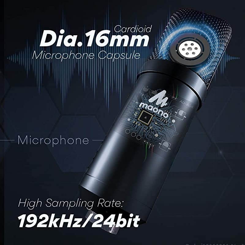 USB Microphone with Studio Headphone Set 192kHz24 bit  AUA04H Vocal Condenser Cardioid Podcast Mic for Mac and Windows YouTube Gaming Livestreaming Voice Over