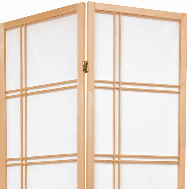 6 ft. Tall Double Cross Shoji Screen - Natural (5 Panels)