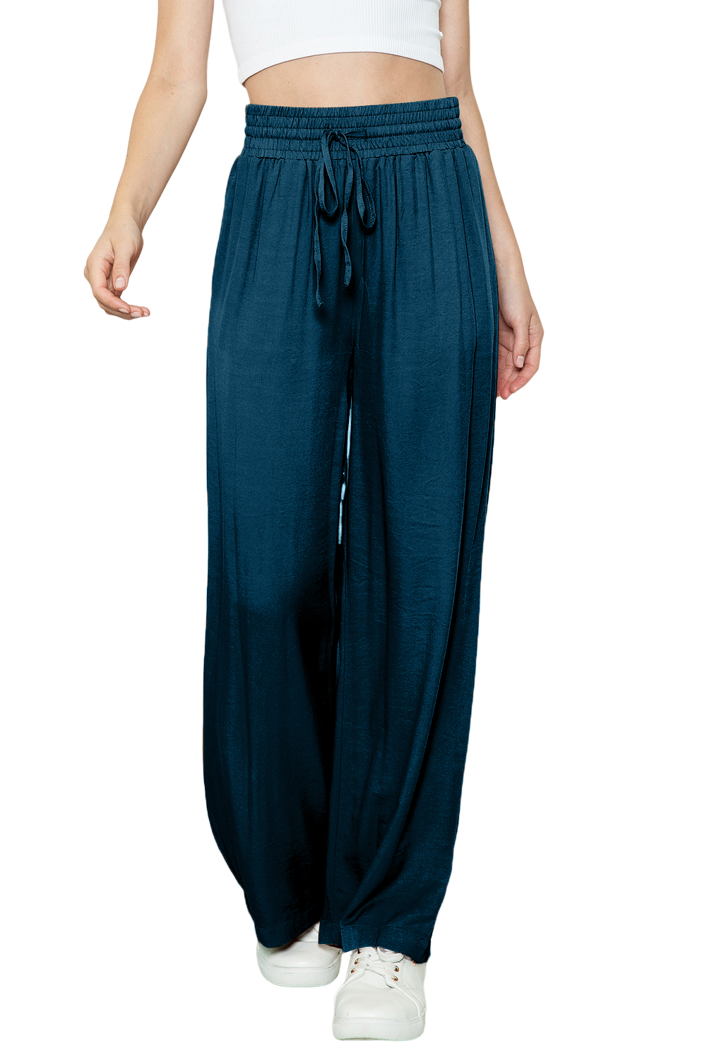 Karen Kane Cropped Wide Leg Linen Blend Striped Pants